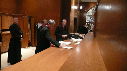 Insider view of sacristy before Papal Vespers in Washington