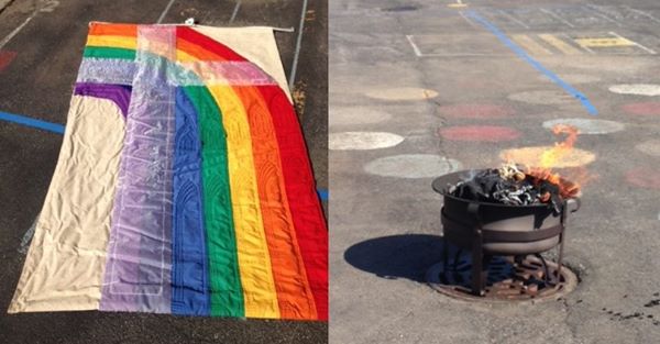 UPDATED - INTERVIEW - @ArchChicago parish burns a "rainbow flag"