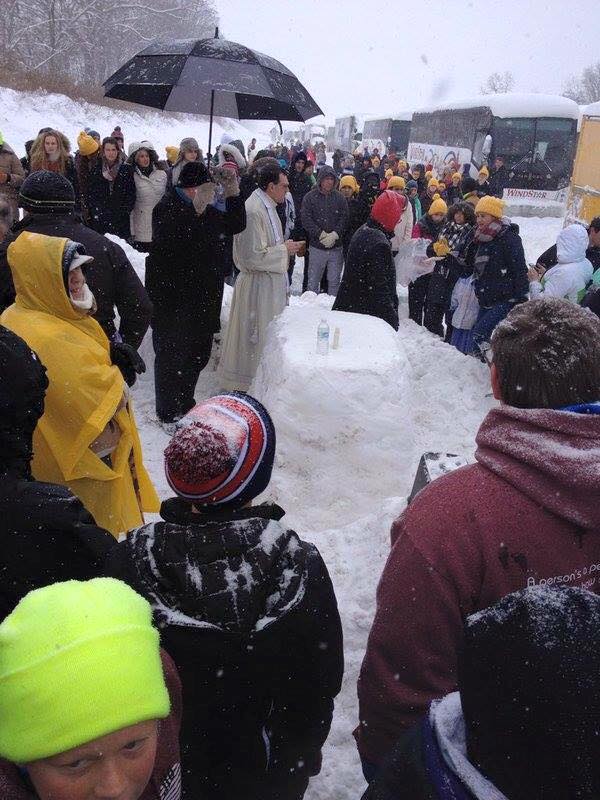 Tales from a snow-stuck pilgrim bus: "Here in this place new snow is falling..."