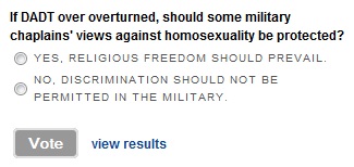 POLL ALERT! WaPo on religious freedom of military chaplains and homosexuals