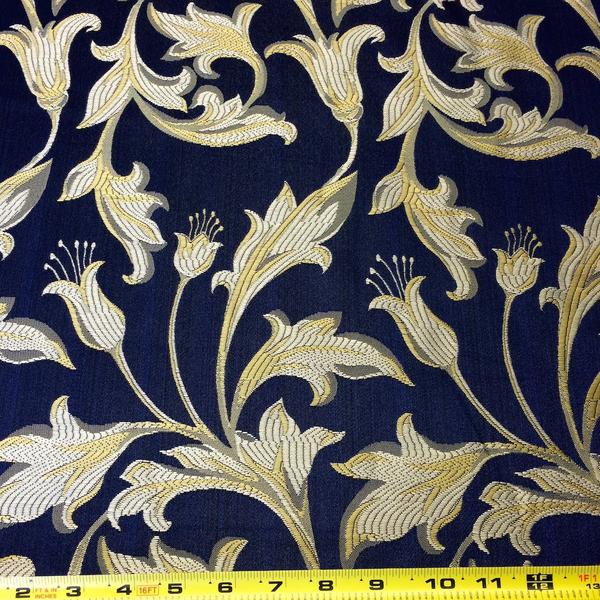 navy blue and gold jacquard