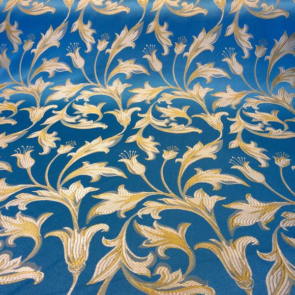 turquise blue and gold jacquard
