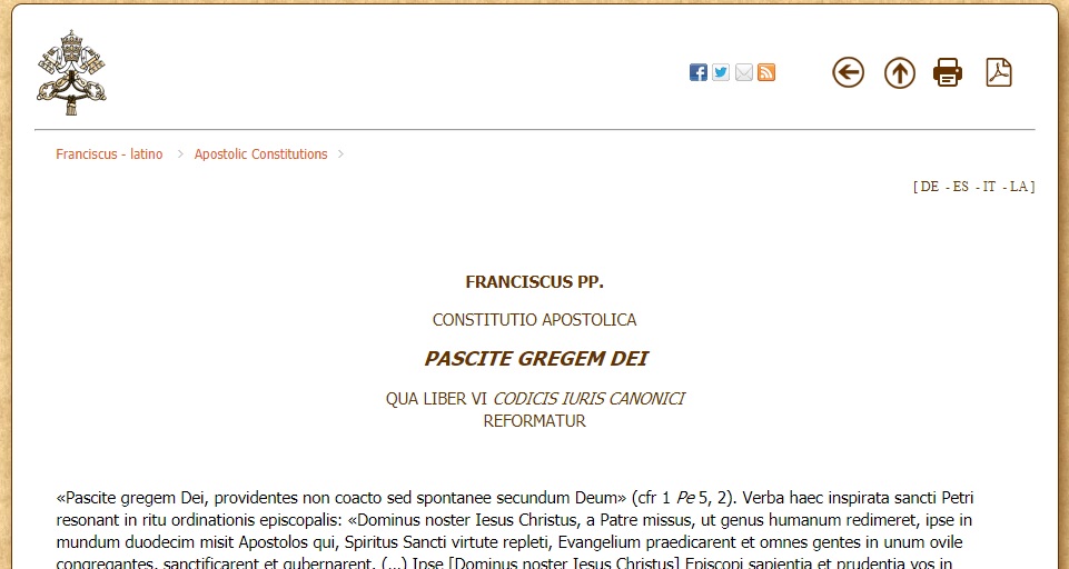 Ummm…. a little glitch in the new Apostolic Constitution “Pascite gregem Dei” | Fr. Z&#39;s Blog